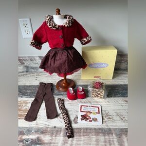 American Girl BITTY BABY Doll CHOCOLATE Cherry Outfit - Complete w Box EUC